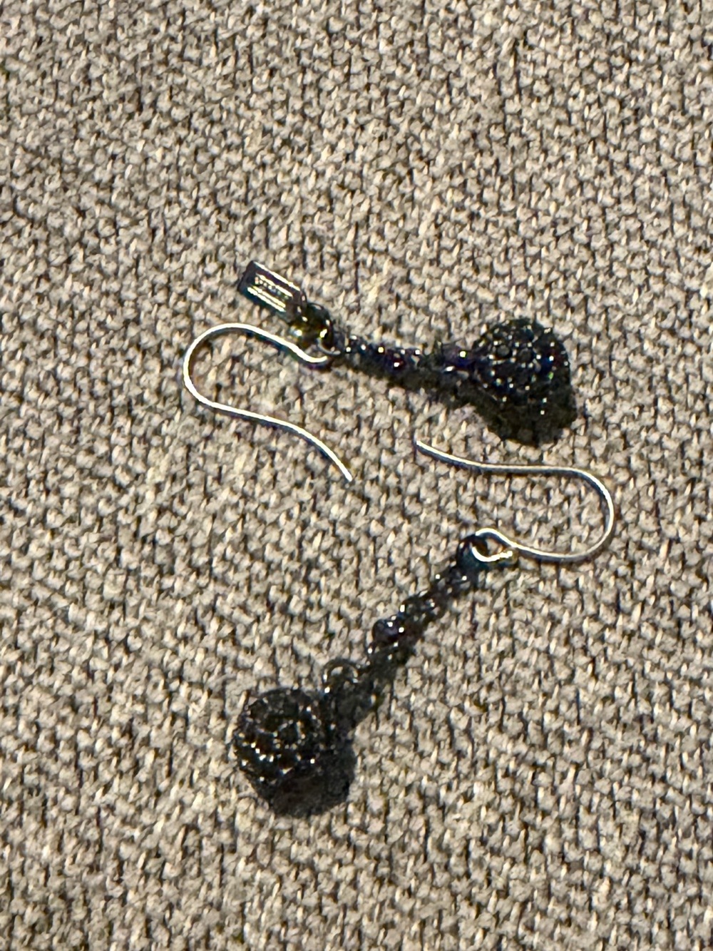 Coach Black Pavé Crystal Ball Drop Dangle Earrings Gunmetal - Picture 4 of 7
